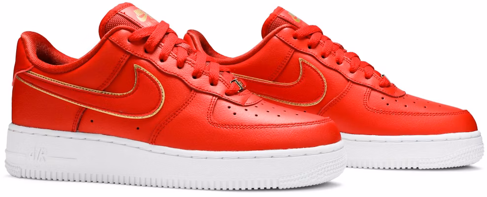 Women Nike Air Force 1 Low Red Gold Swoosh AO2132 602 AO2132