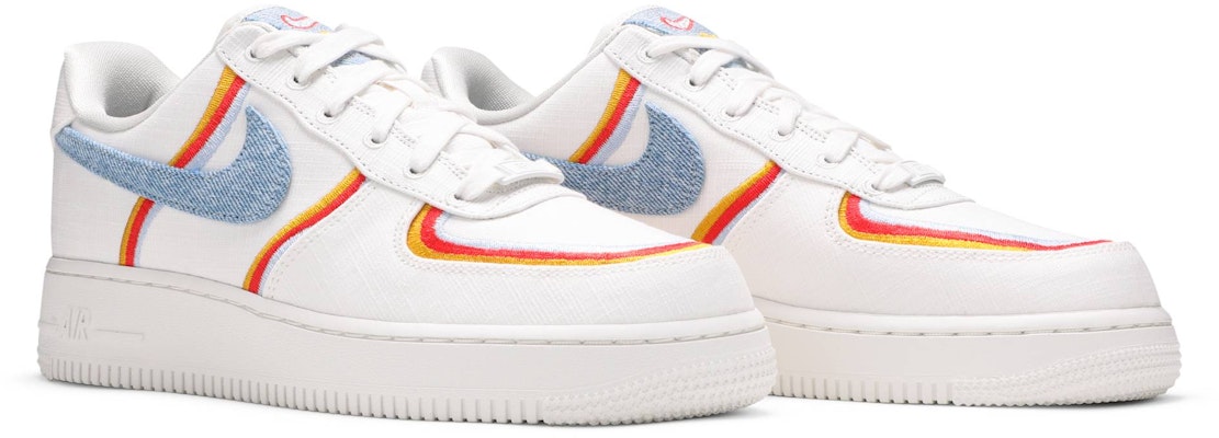 Nike Air Force 1 Low 愛心刺繡 防滑耐磨 低筒 板鞋 女款 白藍紅 Cheap Nike Air Force 1 Low 愛心刺繡 防滑耐磨 低筒 板鞋 女款 白藍紅