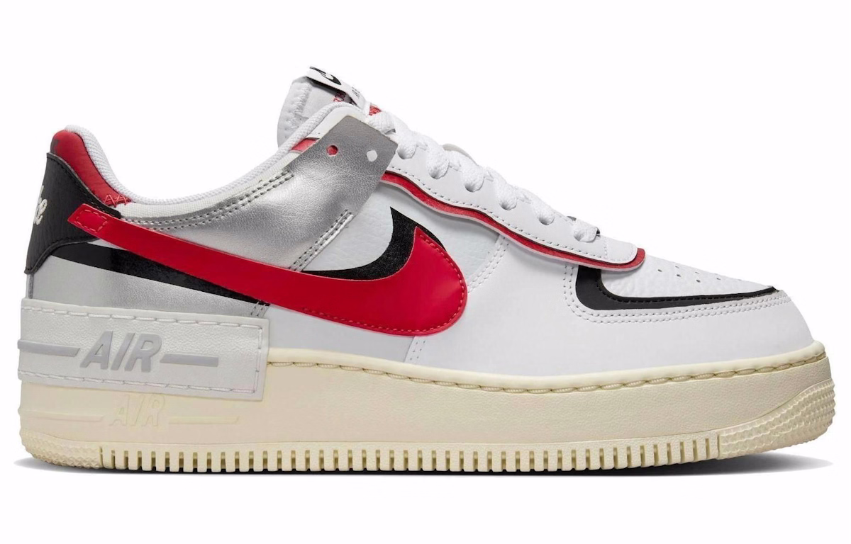 (Women) Nike Air Force 1 Shadow 'White Red Metallic Silver'