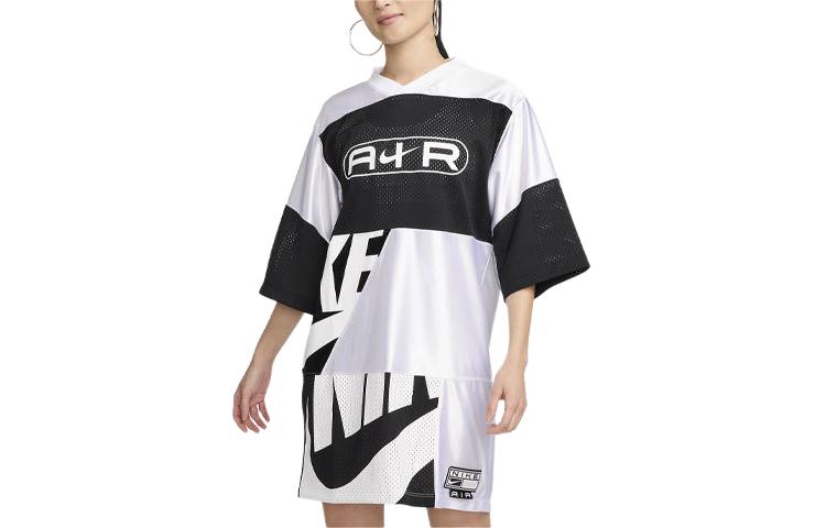 (Women) Nike Air Logo Colorblock Crewneck Dress White Short Sleeve FN2254-100