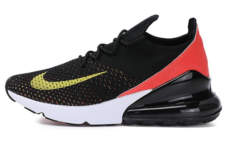 (W) Nike Air Max 270 Flyknit Black Bright Crimson Yellow Strike