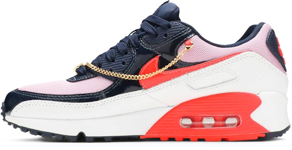 (W) Nike Air Max 90 'Cuban Link - Biru Tua Merah Muda' CZ8099-100 Lookbook (W) Nike Air Max 90 'Cuban Link - Biru Tua Merah Muda' CZ8099-100