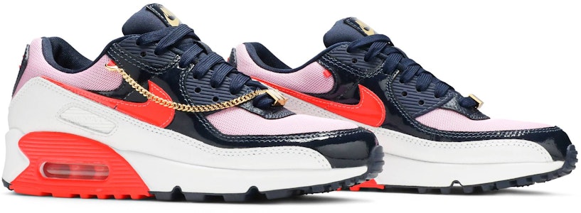 (W) Nike Air Max 90 'Cuban Link - Biru Tua Merah Muda' CZ8099-100 Cheap (W) Nike Air Max 90 'Cuban Link - Biru Tua Merah Muda' CZ8099-100