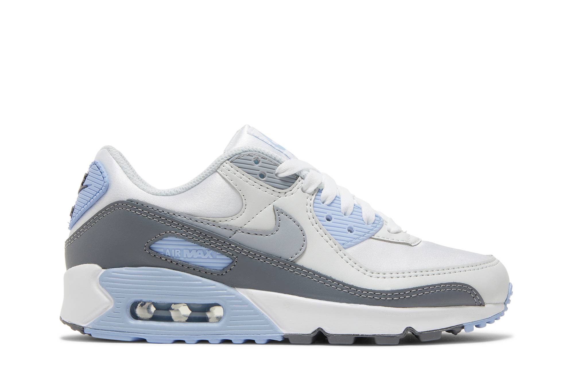 Buy （女性款）Nike Air Max 90 '白色/透光灰/鉻藍/狼灰' 型號 FB8570-100