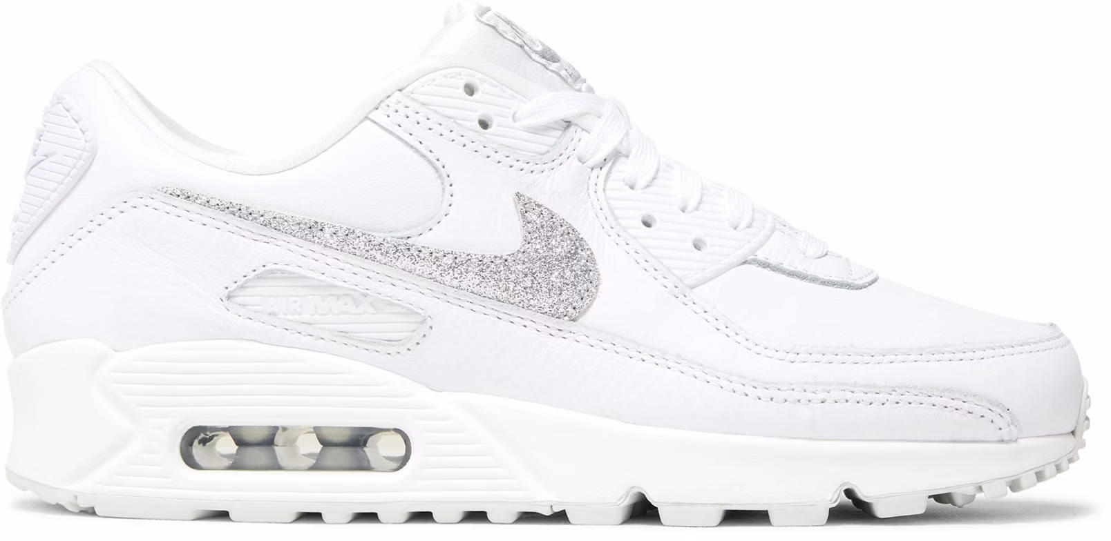 Women Nike Air Max 90 SE Silver Glitter Swoosh FJ4579 100
