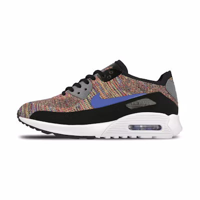 (W) Nike Air Max 90 Ultra 2.0 Flyknit Black Medium Blue Cool Grey