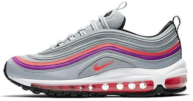(Women) Nike Air Max 97 Wolf Grey Solar Red Vivid Purple 921733-009 (Women) Nike Air Max 97 Wolf Grey Solar Red Vivid Purple 921733-009