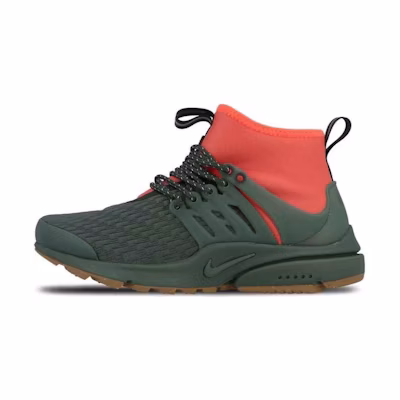 (W) Nike Air Presto Mid Utility Vintage Green Hyper Orange
