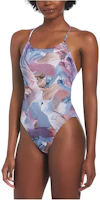 (Women) Nike Back-Tie Logo One-Piece Swimsuit Multicolor NESSC015-502 (Women) Nike Back-Tie Logo One-Piece Swimsuit Multicolor NESSC015-502