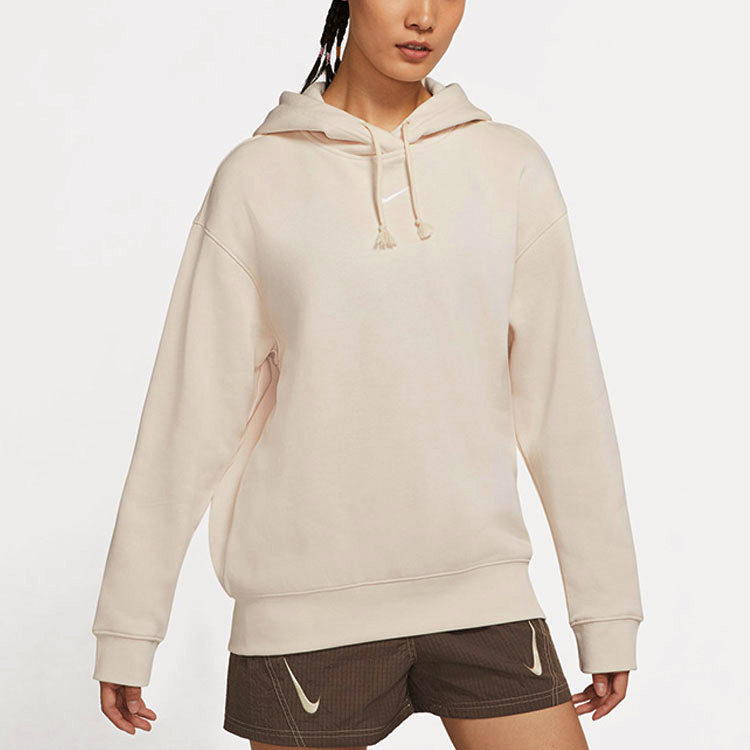 (Women) Nike Beige Pullover Hoodie Fleece Thickened Casual Sweatshirt DJ7669-219 圖 5