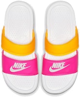 Nike Benassi Duo Ultra Slide 忍者拖平底 运動涼鞋 女款 白黃粉 Lookbook Nike Benassi Duo Ultra Slide 忍者拖平底 运動涼鞋 女款 白黃粉