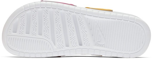 Nike Benassi Duo Ultra Slide 忍者拖平底 运動涼鞋 女款 白黃粉 Shop Nike Benassi Duo Ultra Slide 忍者拖平底 运動涼鞋 女款 白黃粉