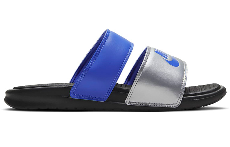 Order Nike Benassi Duo Ultra 銀藍黑 女款 忍者拖鞋