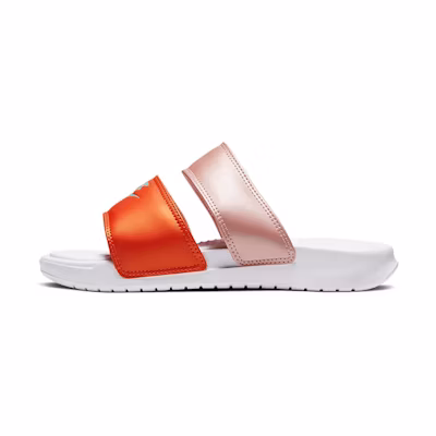 (W) Nike Benassi Duo Ultra Slide White/Orange/Pink