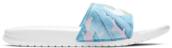 Nike Benassi JDI 花卉 時尚運動拖鞋 女款 白藍 Order Nike Benassi JDI 花卉 時尚運動拖鞋 女款 白藍