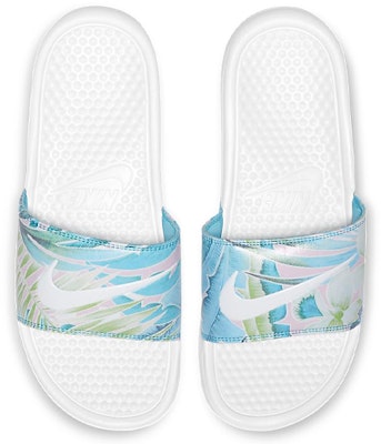 (W) 나이키 베나시 JDI 플로럴 슬리퍼 '화이트 블루' 618919-115 Lookbook (W) 나이키 베나시 JDI 플로럴 슬리퍼 '화이트 블루' 618919-115