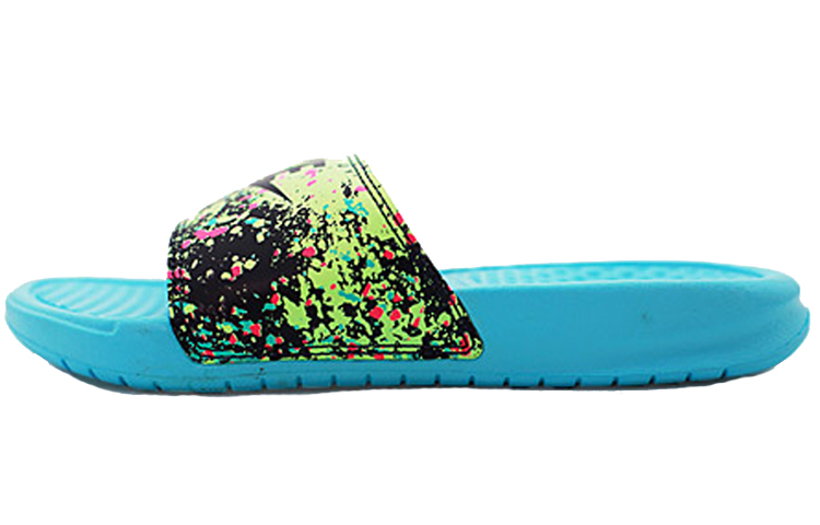 (Women) Nike benassi JDI Print Slide Green/Pink/Blue 618919-402