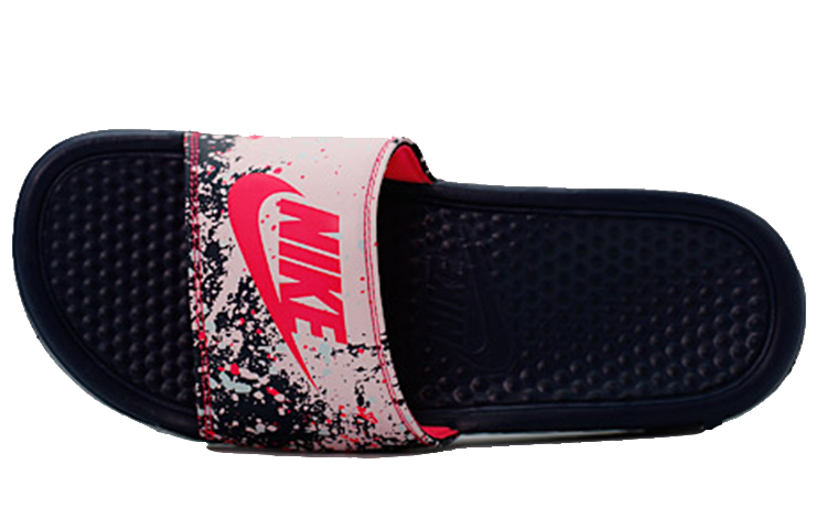 Lookbook (W) Nike Benassi JDI Splash Ink Minimalista Unisex Zapatillas Negro Rosa 618919-401