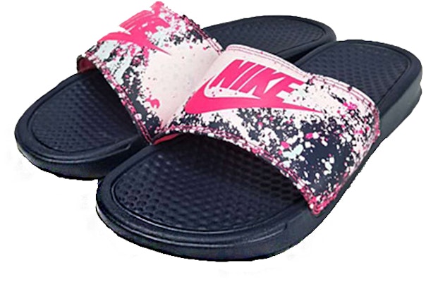 (W) Sandal Nike Benassi JDI Print Splash Ink Hitam Pink Unisex Minimalis 618919-401 Shop (W) Sandal Nike Benassi JDI Print Splash Ink Hitam Pink Unisex Minimalis 618919-401