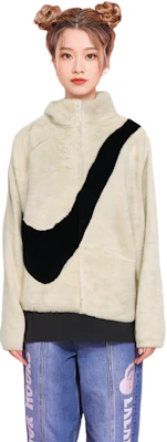 (W) Nike 大勾勾刷毛立領外套 白色 CU6558-238 1