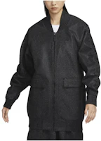 (Women) Nike Black Casual Mid-Length Loose Baseball Collar Jacket FD5491-060 (Women) Nike Black Casual Mid-Length Loose Baseball Collar Jacket FD5491-060