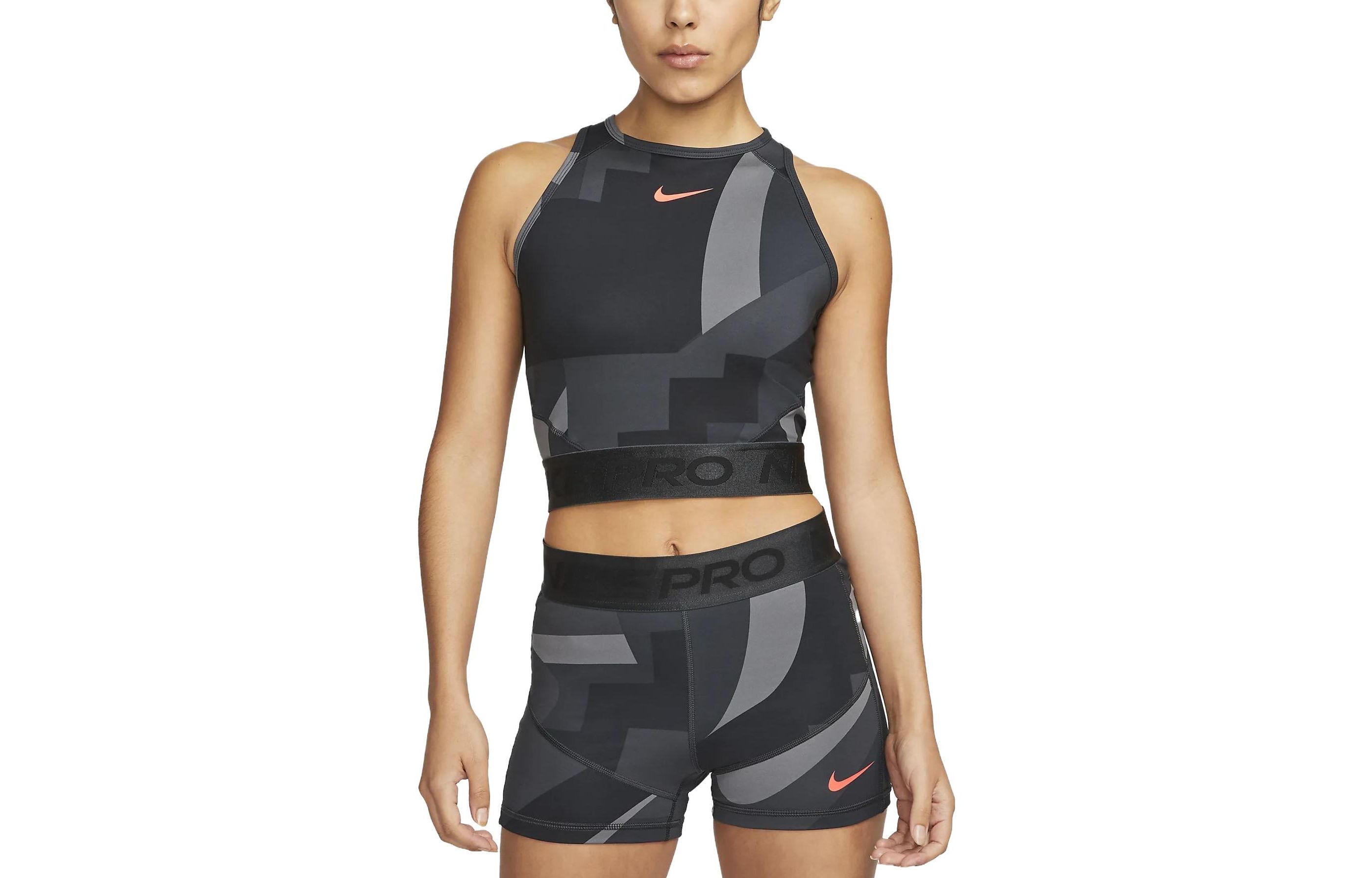 (Women) Nike Black Cropped Training Tank Top with Letter Print and Embroidery FD0954-010