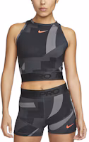 (Women) Nike Black Cropped Training Tank Top with Letter Print and Embroidery FD0954-010 (Women) Nike Black Cropped Training Tank Top with Letter Print and Embroidery FD0954-010