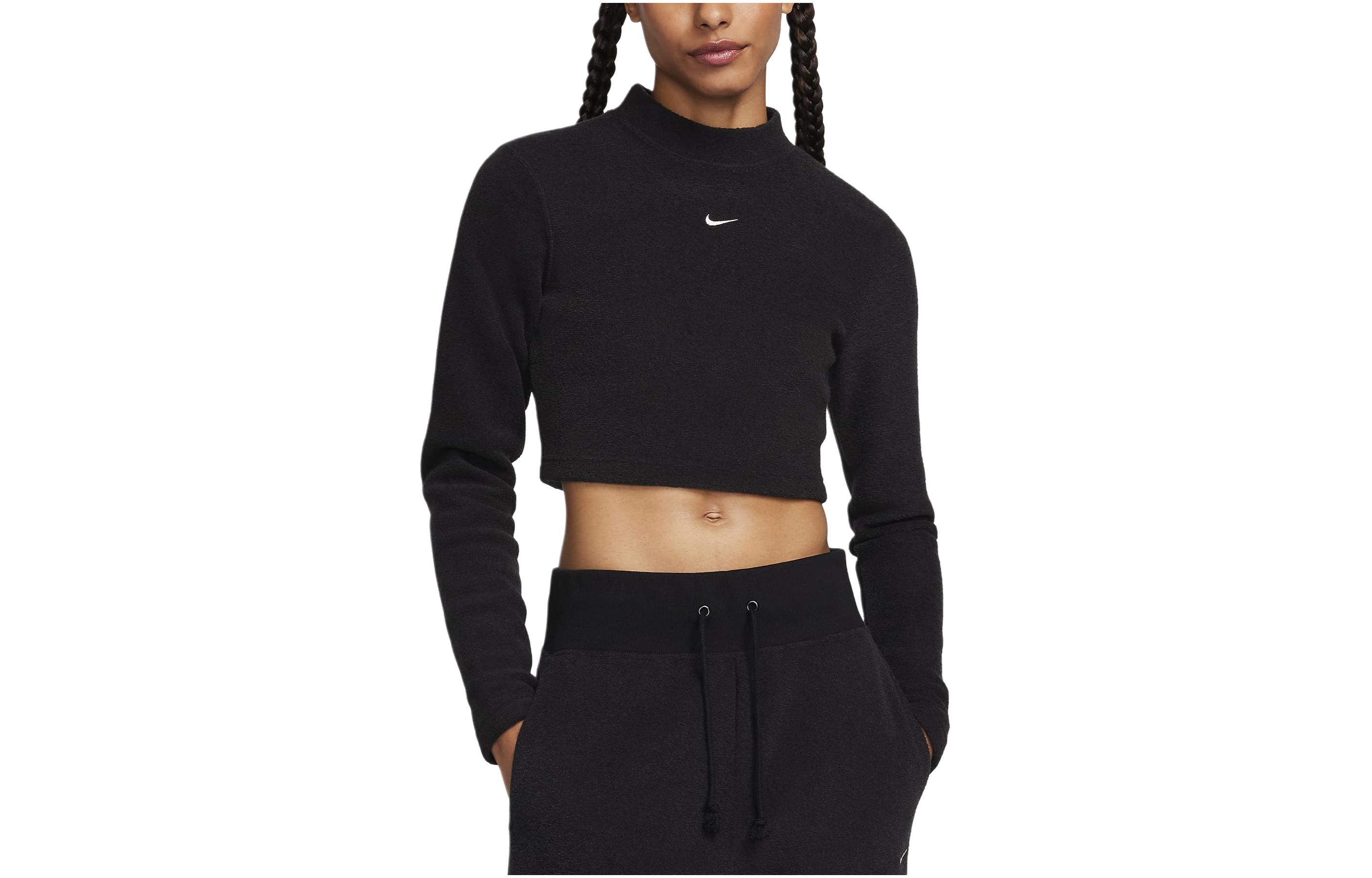 (Women) Nike Black Fleece High-Neck Long-Sleeve Casual T-Shirt FN3620-010