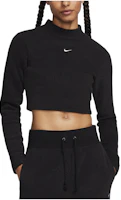 (Women) Nike Black Fleece High-Neck Long-Sleeve Casual T-Shirt FN3620-010 (Women) Nike Black Fleece High-Neck Long-Sleeve Casual T-Shirt FN3620-010