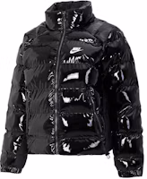 (Women) Nike Black Glossy Puffer Jacket with Logo and Stand Collar Long Sleeves. FQ3575-010 (Women) Nike Black Glossy Puffer Jacket with Logo and Stand Collar Long Sleeves. FQ3575-010