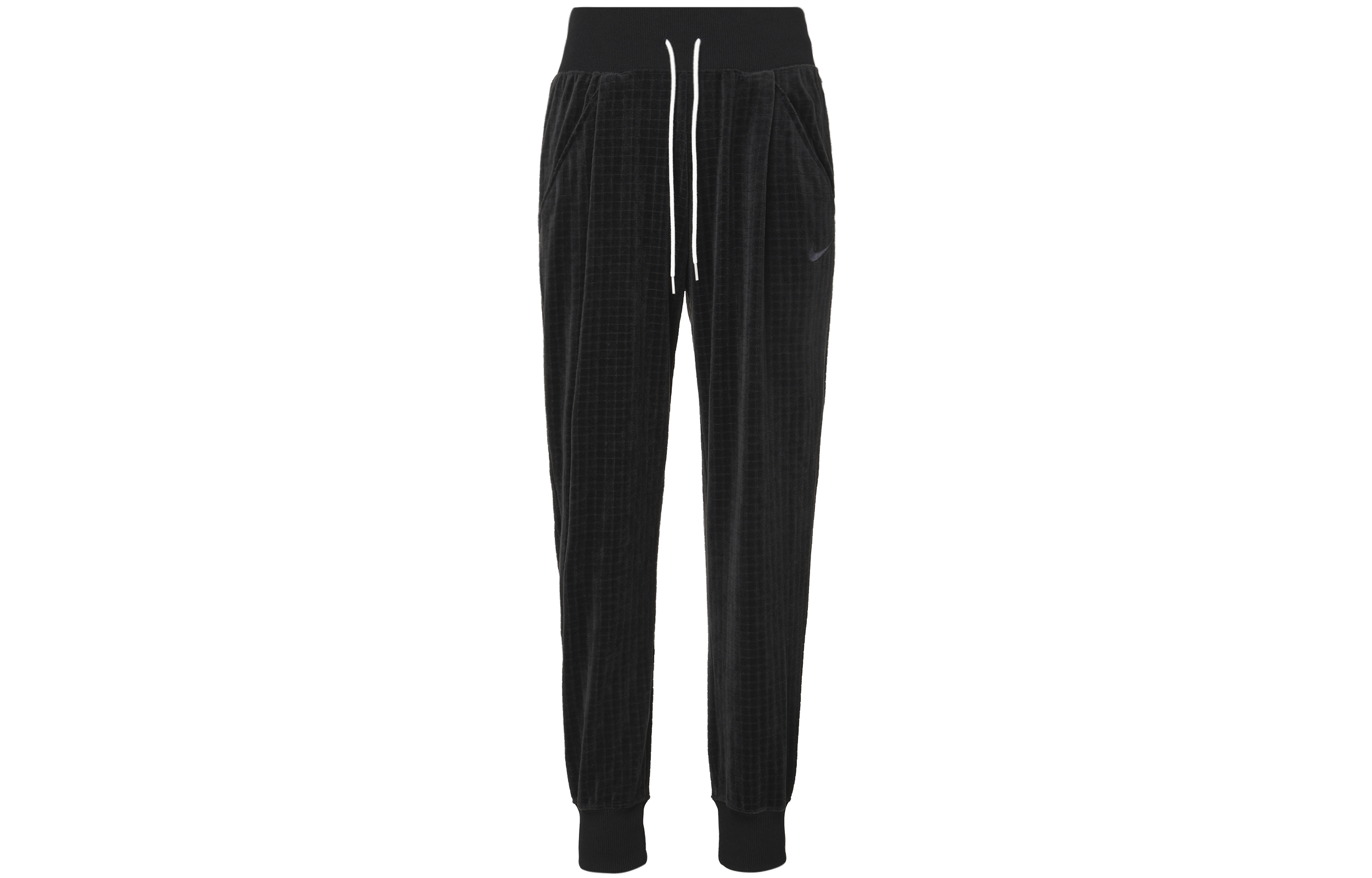 (Women) Nike Black Knit Joggers with Minimal Logo and Drawstring. DV7821-010
