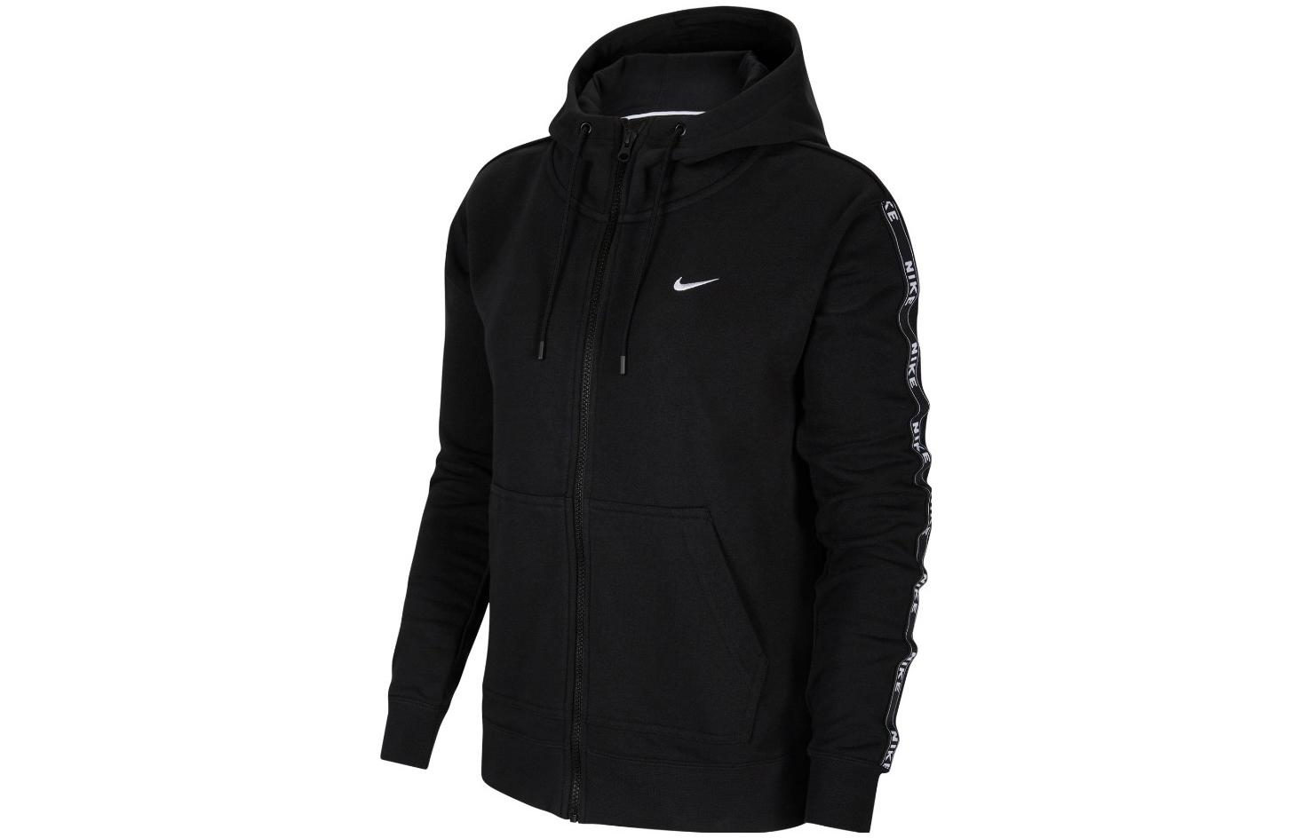 (Women) Nike Black Knit Tape Logo Hooded Jacket CN6869-010