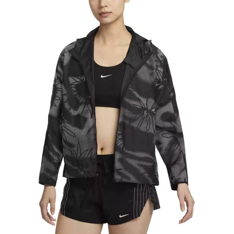 (Women) Nike Black Logo Graphic Print Hooded Jacket HJ2194-010