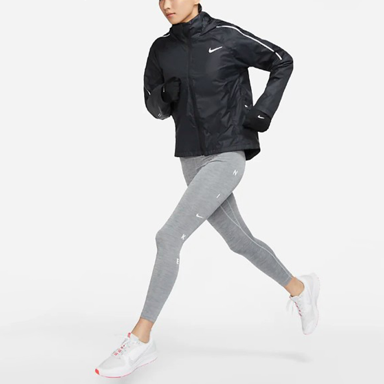 (Women) Nike Black Logo Print Windproof Running Jacket with Hood CU3386-010 圖 6