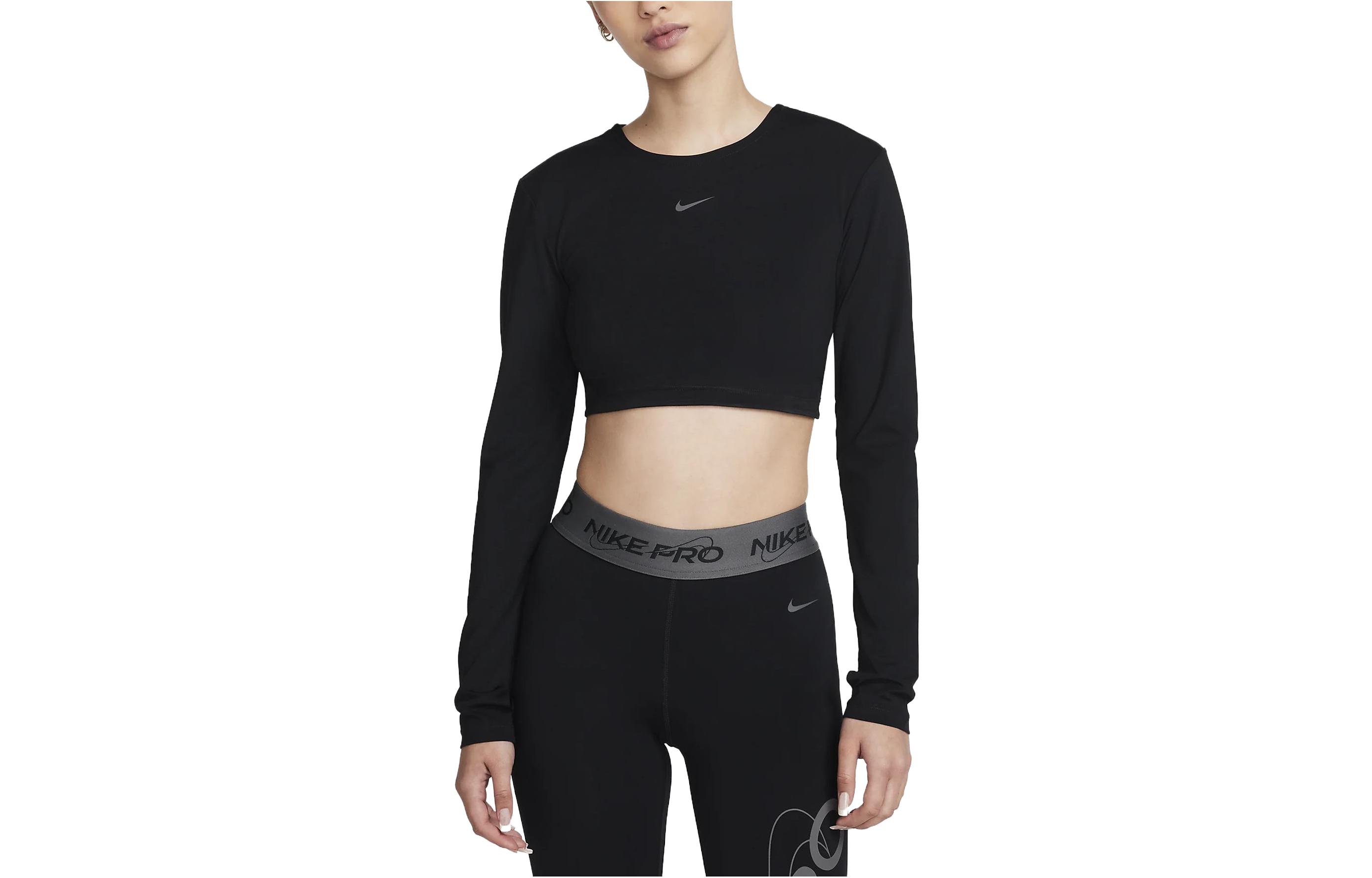 (Women) Nike Black Long-Sleeve Cropped Crewneck T-Shirt FB5234-010