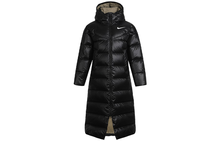 (Women) Nike Black Long Hooded Puffer Jacket CU5821-010