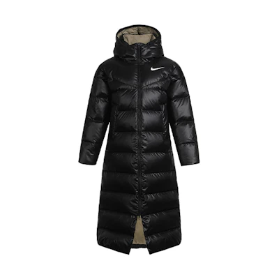 (Women) Nike Black Long Hooded Puffer Jacket CU5821-010