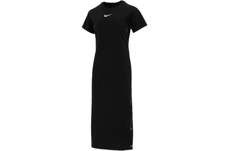 (Women) Nike Black Mesh Button Sports Dress, Breathable Quick-Dry Short Sleeve. DM8879-010