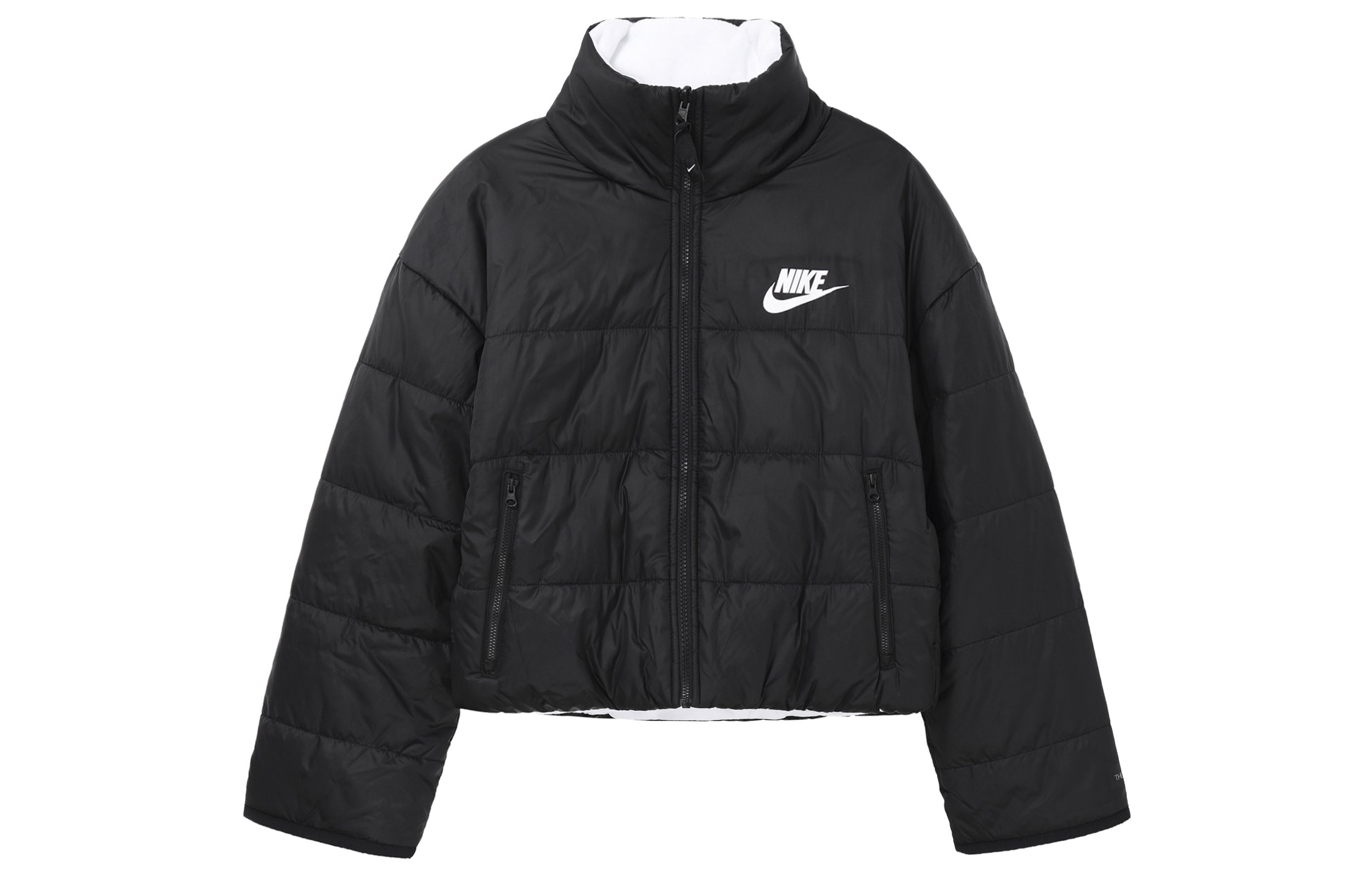 (Women) Nike Black Reversible Cropped Jacket with Logo Print and Zipper DQ6864-010