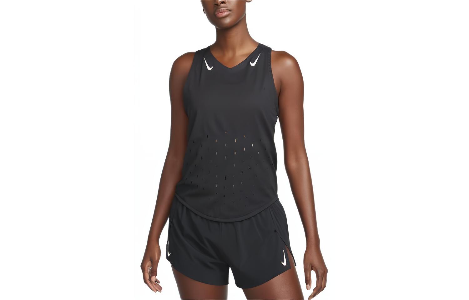 (Women) Nike Black Solid Logo Crewneck Running Tank Top FN2504-010