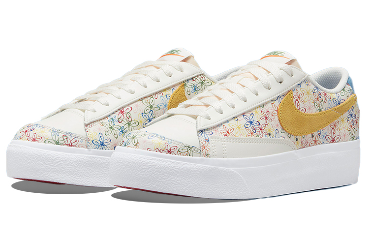 Lookbook (W) Nike Blazer Low Plataforma 'Blanco Azul Amarillo' DV3210-100
