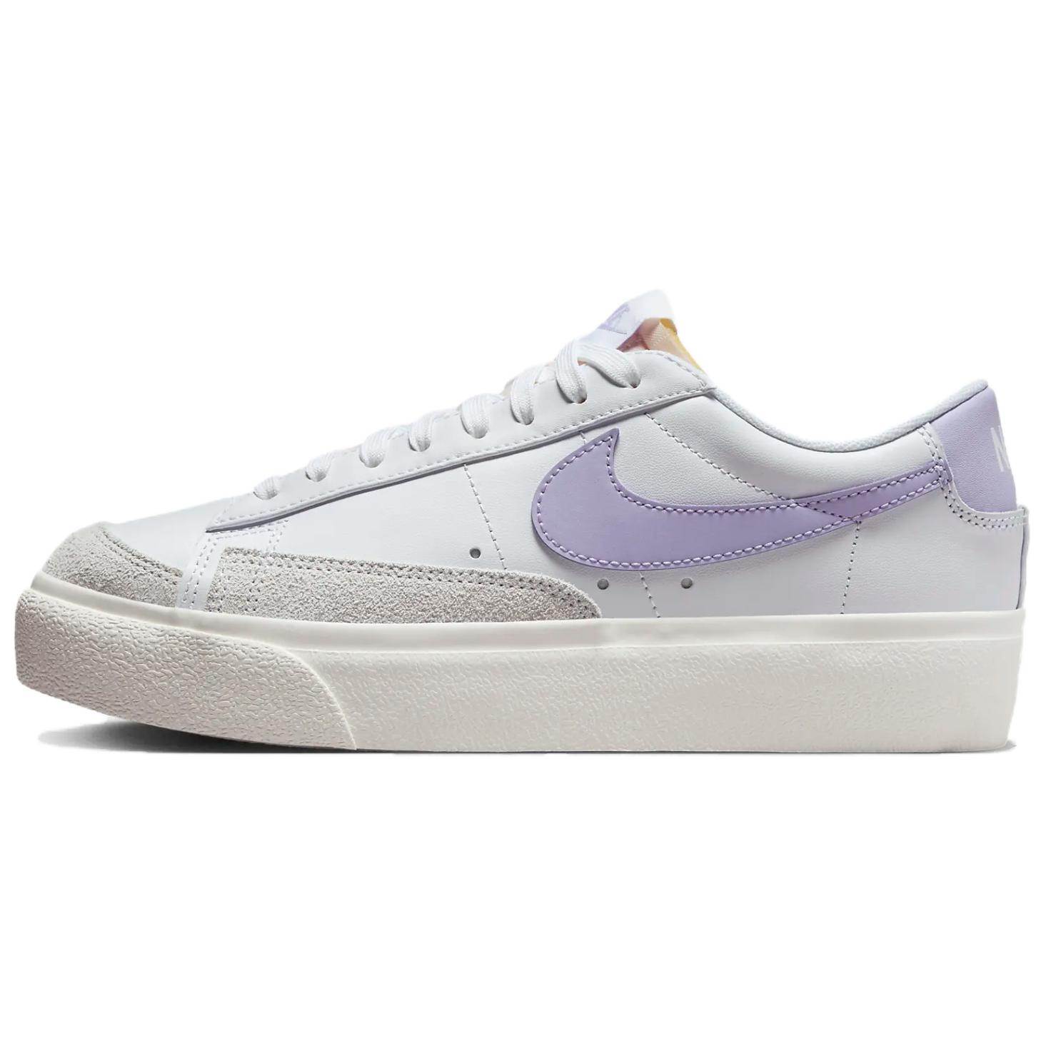 (Women) Nike Blazer Low Platform Sneakers White/Grey/Purple Anti-Slip Cushioning DJ0292-114