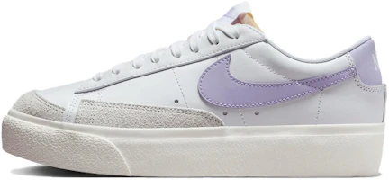 (Women) Nike Blazer Low Platform Sneakers White/Grey/Purple Anti-Slip Cushioning DJ0292-114 (Women) Nike Blazer Low Platform Sneakers White/Grey/Purple Anti-Slip Cushioning DJ0292-114