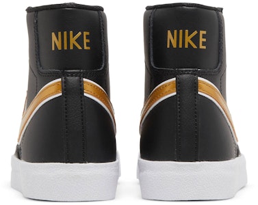 (W) Nike Blazer Mid '77 Essential 'Hitam Emas Metalik' DH0070-001 Details for (W) Nike Blazer Mid '77 Essential 'Hitam Emas Metalik' DH0070-001