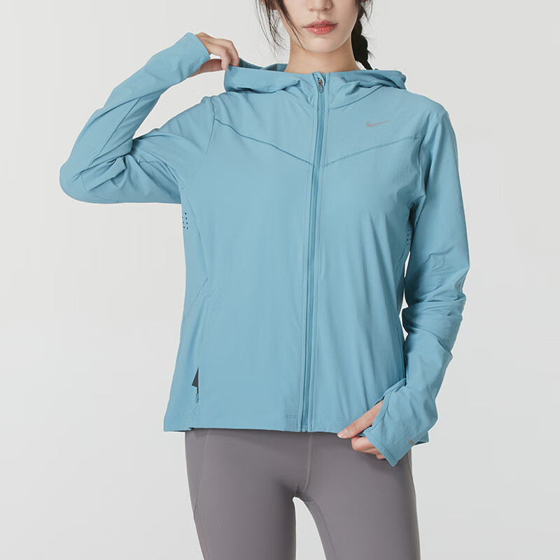 (Women) Nike Blue Breathable Running Jacket with Zipper and Hoodie FB7481-464 圖 3