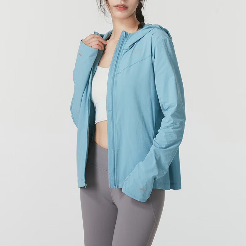 (Women) Nike Blue Breathable Running Jacket with Zipper and Hoodie FB7481-464 圖 6