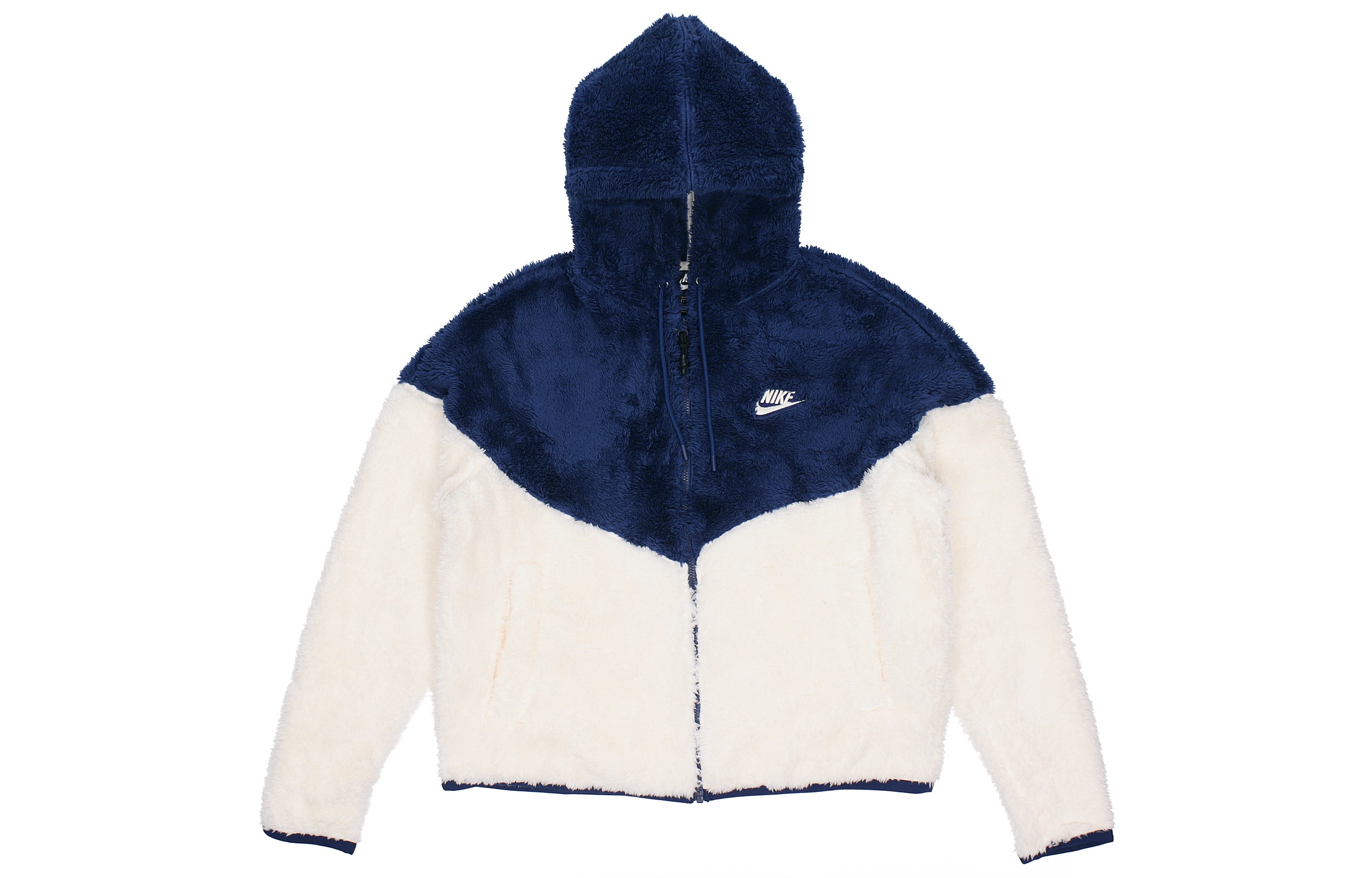 (Women) Nike Blue Colorblock Fleece Hooded Jacket Casual Warm Wear BV5469-492