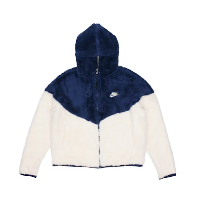 (Women) Nike Blue Colorblock Fleece Hooded Jacket Casual Warm Wear BV5469-492