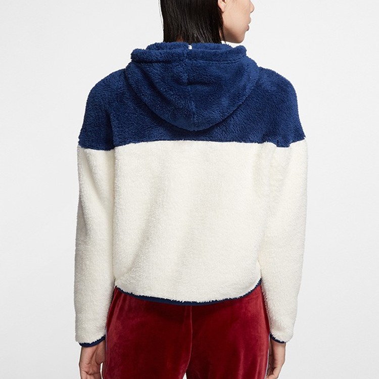 (Women) Nike Blue Colorblock Fleece Hooded Jacket Casual Warm Wear BV5469-492 圖 5
