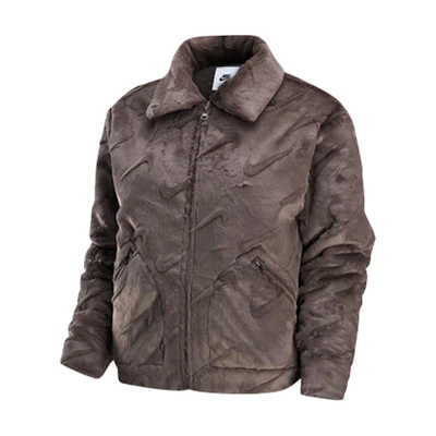 (Women) Nike Brown Fashion Polo Collar Long Sleeve Jacket FV8020-004